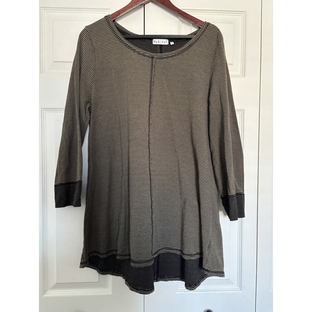 Women’s Habitat Black Stripe Tunic Top Size Large